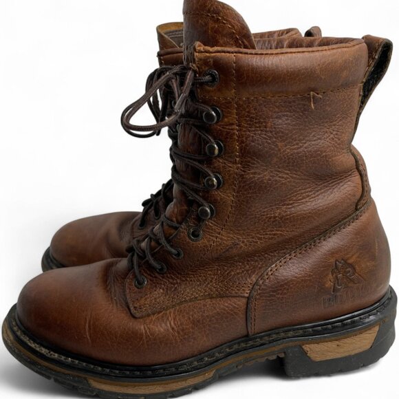 Rocky Pitstop Waterproof Western Work Combat Lace Up Leather Boots Men's 9 M - Picture 3 of 12